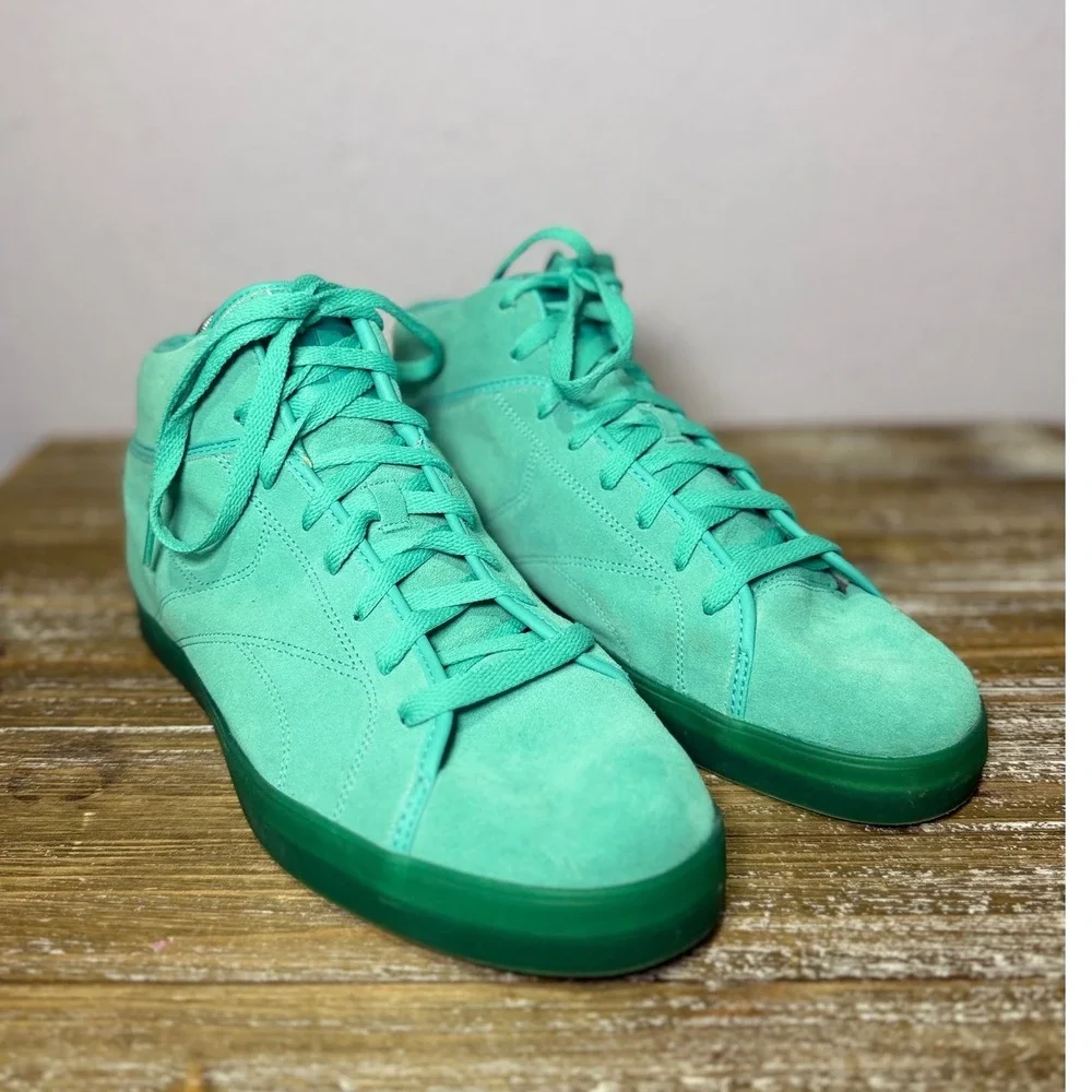 Reebok High Top Mid Teal Suede Casual Retro Sneakers Mens Streetwear Size 13